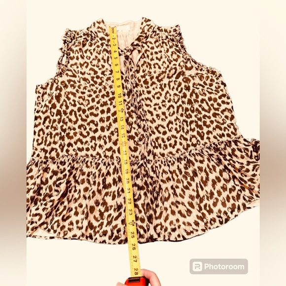 Kate Spade Sleeveless Silk Leopard Print Peplum Blouse Womens Size Large - Picture 9 of 14